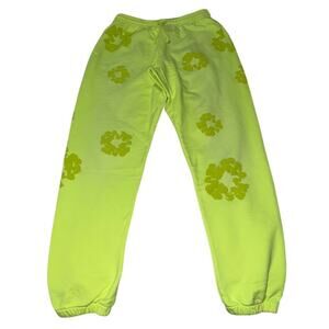 Denim Tears Mono Cotton Wreath Neon Green Sweatpants Large